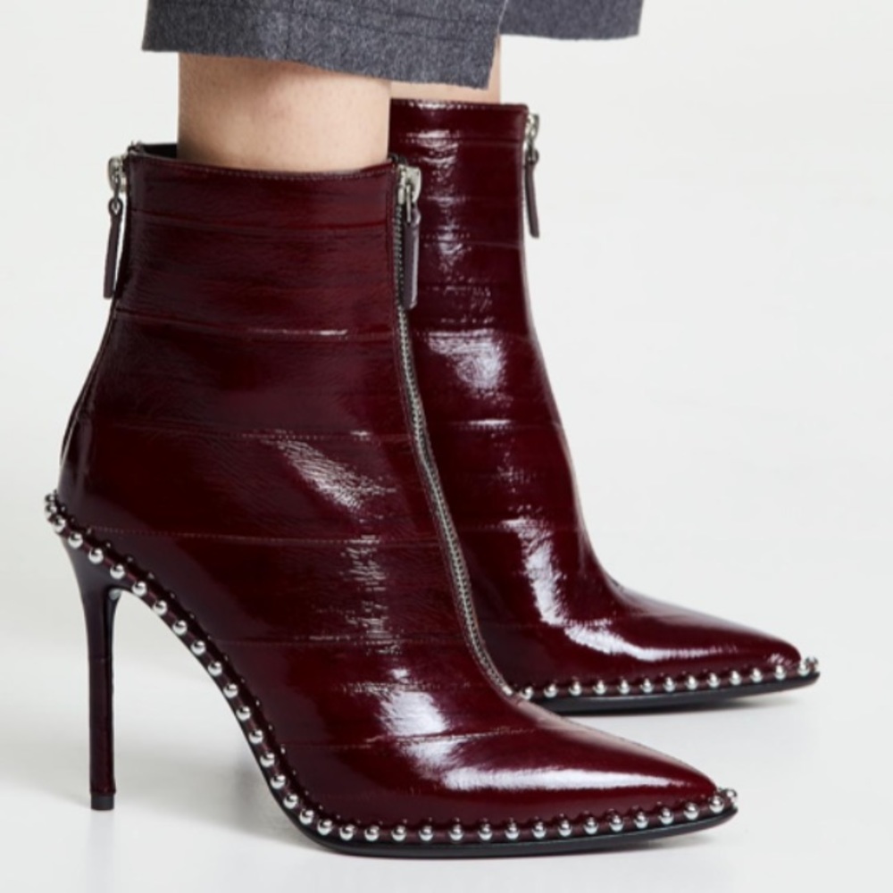 Alexander Wang Eri Studded Booties in Oxblood 37.5